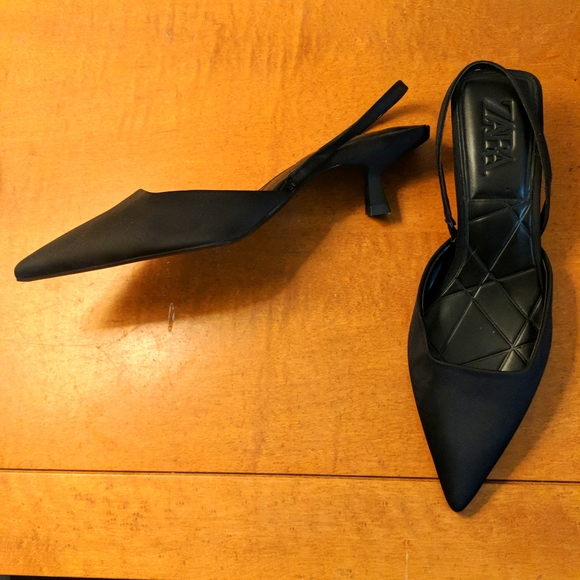 Zara Shoes Zara Slingback Fabric Kitten Heel Poshmark